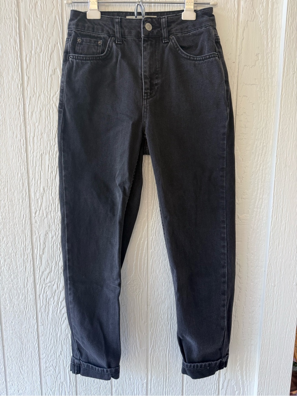 Topshop Black Moto Mom Cuffed Jeans size 25 L 30